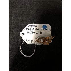 10KT GOLD BROOCH W/ PEARLS (1.4 GRAMS)