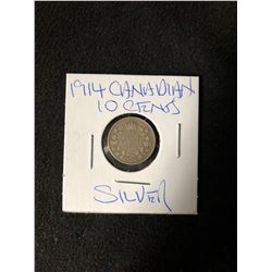 1914 CANADIAN SILVER 10 CENTS  .925 SILVER