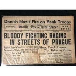 1945 SEATTLE POST INTELLIGENCER NEWSPAPER "BLOODY FIGHTING RAGING IN STREETS OF PRAGUE"