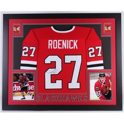 Jeremy Roenick Signed Chicago Blackhawks 35x43 Custom Framed Jersey (JSA COA)