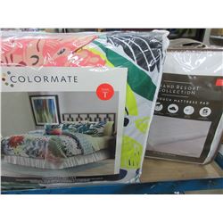 Twin 6 piece Comforter Bed Set  and Cool touch Mattress Pad