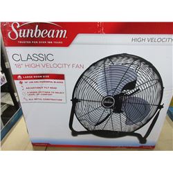 Sunbeam Classic 18" High Velocity Fan/ all metal 3 speed with tilt