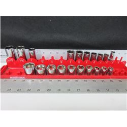 Socket Holder with 20 -  3/8 Dr Sockets 3/8 - 1 inch deep & shallow SAE