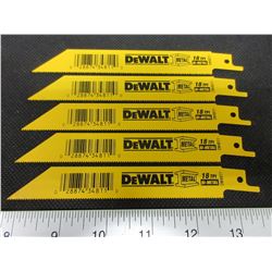 5 New DeWalt Bi-Metal Recip/Sawzall Blades 6"