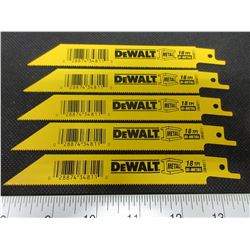 5 New DeWalt Bi-Metal Recip/Sawzall Blades 6"
