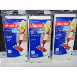 3 New packs of Vileda Pro Mist Refills / 10 per pack washable