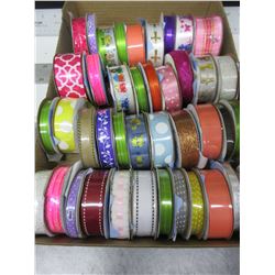 Flat full of New Offray rolls of Ribbon /  41 rolls