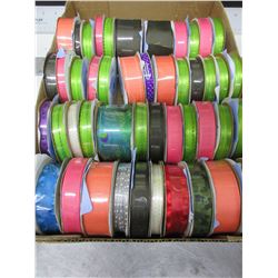 Flat full of New Offray rolls of Ribbon /  48 rolls