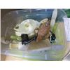 Image 2 : TRAY OF GREEN CONTAINER OF SOAP STONE FIGURES ETC AND MARBLE FIGURES