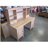 Image 2 : PINE DOUBLE PEDESTAL DESK AND HUTCH