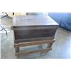 Image 2 : VINTAGE TRUNK WITH SLIDING SHELFS INSIDE ON ROLLING CART