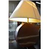 Image 2 : BROWN ROUND CERAMIC LAMP WITH LARGE OVAL SHADE