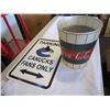 Image 2 : VINTAGE COCA COLA WASTE BIN AND CANUCKS SIGN