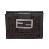 Image 1 : Fendi Black Zucca Canvas Leather Trim Small Wallet