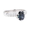 Image 1 : 1.09 ctw Bluish Green Sapphire and Diamond Ring - Platinum