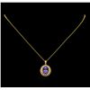 Image 2 : 4.35 ctw Tanzanite and Diamond Pendant With Chain - 14KT Yellow Gold