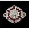 Image 2 : 1.10 ctw Ruby and Diamond Ring - 18KT White Gold