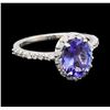 1.78 ctw Tanzanite and Diamond Ring - 14KT White Gold