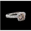 0.77 ctw Morganite and Diamond Ring - 14KT White Gold
