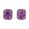 2.50 ctw Pink Sapphire and Amethyst Earrings - 14KT Rose Gold