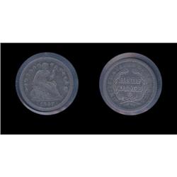 1857o half Dime. XF. Tuff early coin