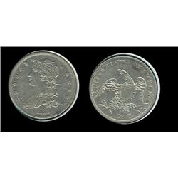 1835 Bust Quarter. AU-50. Rare 1.9 million. Trends $850