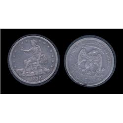 1878s Silver Trade Dollar in airtite. F/F+. Nice details