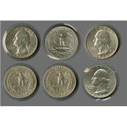 1954 P-D-S Choice BU Washington Quarter set