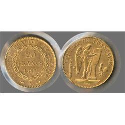 France Gold 20 Francs 1897A Choice BU ANGEL!