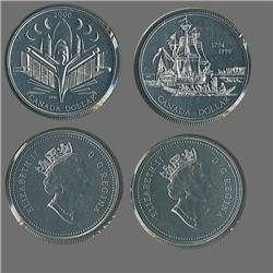 1999 and 2000 Canada 50% silver prooflike dollars