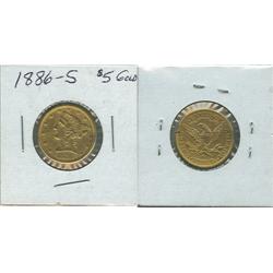 1886 S CORONET HALF EAGLE