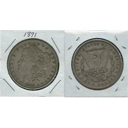 1891 MORGAN SILVER DOLLAR.