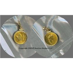 1/10   gold canada Maple leaf in bezel; Another attractive gold piece!