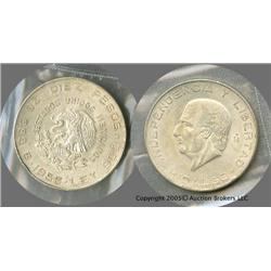 Mexico 10 Peso Hidalgo 1956; Large silver piece!