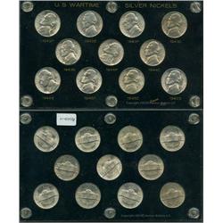 Wartime Nickel BU set in capitol plastic; Bright set, several with near if not full steps, very high