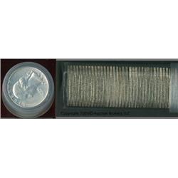 1957-D Washington Quarter roll BU; Nice bright roll, not often seen