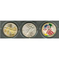 Millenium silver eagle set- 3 coins; Gold plated, colorized, and regular 2000 silver eagles in custo