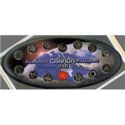 Canada Millenium coin set 2000; 13 coins in custom display