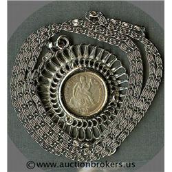 1891 Seated dime in chain; Price based in coin