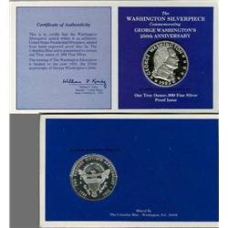 1982 Washington Bicentennial Silver 1 oz round; On card