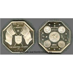 Interesting 1 oz silver Bicentennial OCTAGON; Unusual shape!