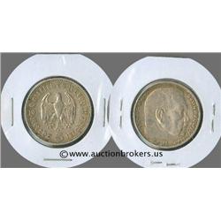 Nazi Germany 5 mark 1936A  XF; Decent condition silver coin