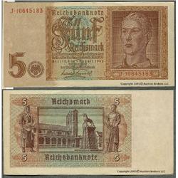 Nazi WWII 5 Mark note
