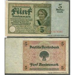 Germany 1926 5 Rentenmark note