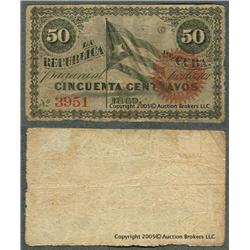 1869 Cuba 50 centavos note