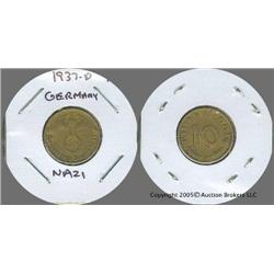 1937 D GERMANY NAZI 10P