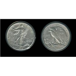 1944-D Walking Liberty Half Choice AU; Bright mintmarked WW II issue AU retail $20, Unc $40