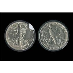 1943-S Walking Liberty Half  Nice AU; Another bright mintmarked piece, AU trends $20