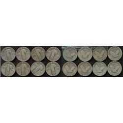 Lot of 8 different Standing Liberty Quarters G+; Nice lot with a few mintmarked!