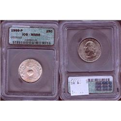 1999-P Georgia Quarter ICG Graded MS66; Gem circulation dates are hard to find, trends $90
